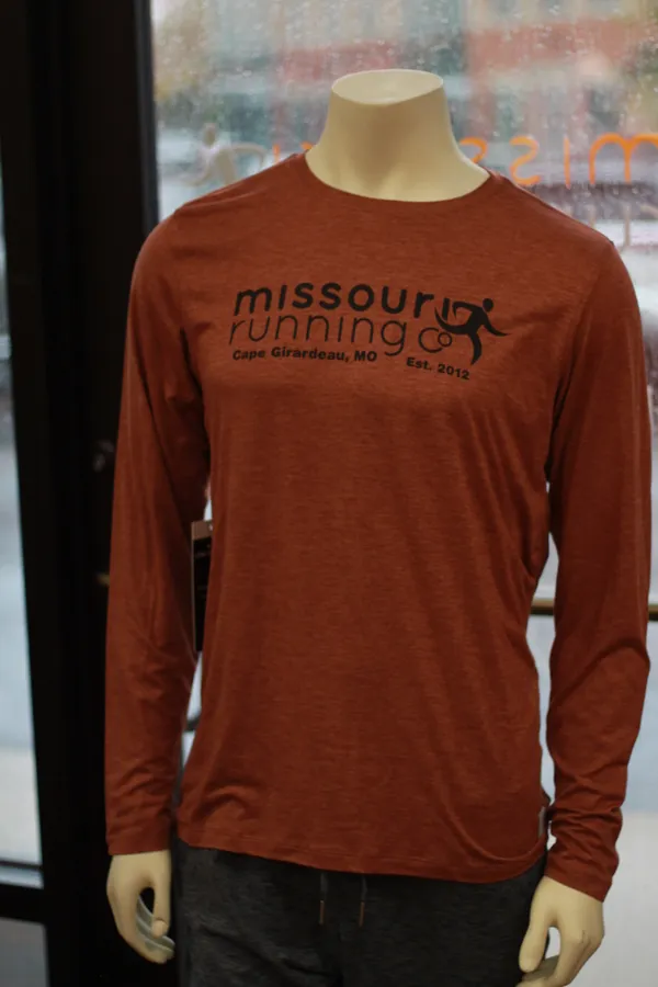 MoRunCO Men's Missouri Running Performance Tech Long Sleeve Heather Rust
